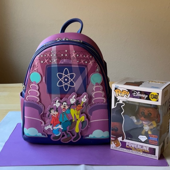 🎤🪩 LOUNGEFLY POWERLINE EYE TO EYE GLOW MINI BACKPACK AND FUNKO POP BUNDLE 🎤🪩 - Picture 2 of 16